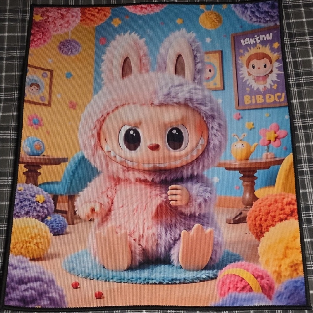 Labubu Inspired Rug it can also be hung on the wall for decoration too.